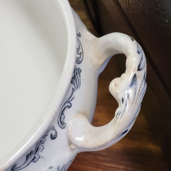 Antique Vegetable Dish by JH Weatherby Sons, Semi-porcelain Trentham Blue China - Picture 8 of 10